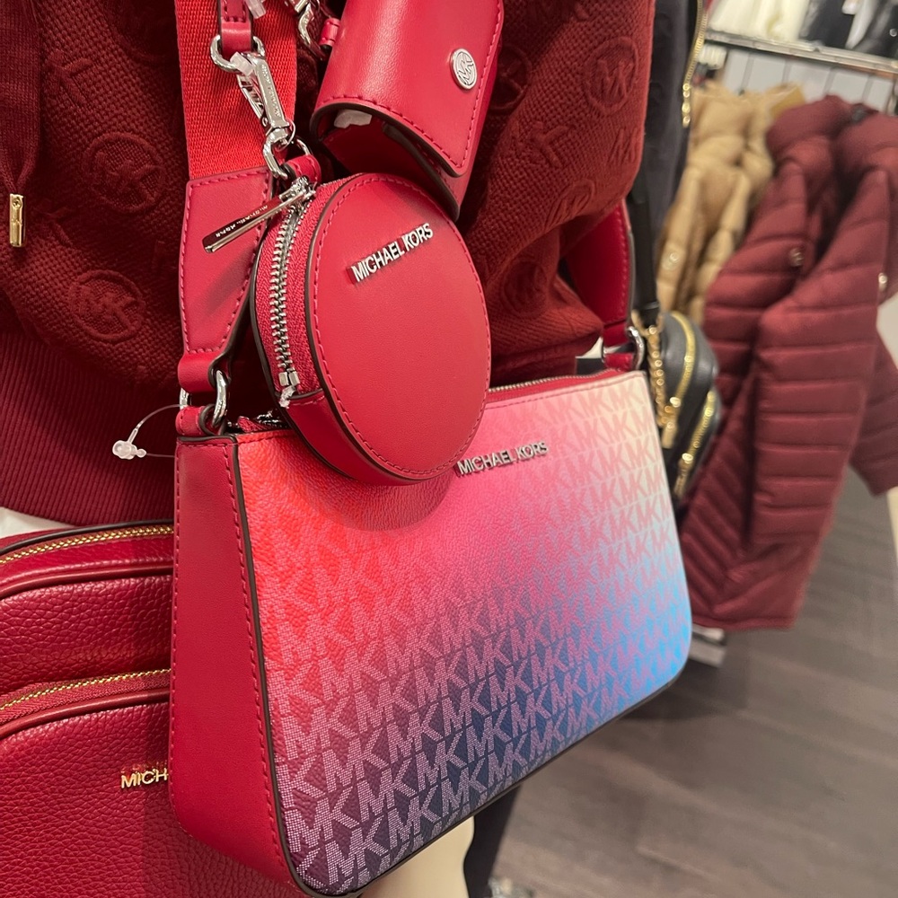 MICHAEL KORS Jet Set Small Ombré Signature Logo Crossbody Case Apple Airpods Pro - Picture 11 of 16